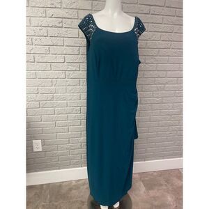 R&M Richards Rhinestones Ruched Maxi Dress Size 22